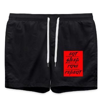 Eat Sleep Rave Repeat Essen Schlafen Raven Spruch - Badeshorts - Schwarz - Vorne - AI Model Male 185 light (185cm)