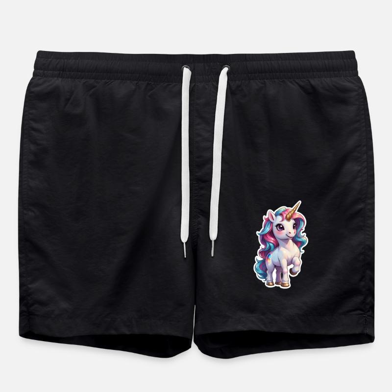 Einhorn - Badeshorts - Schwarz