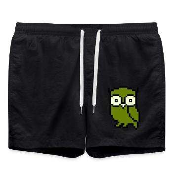 eule pixel color - Badeshorts - Schwarz - Vorne - AI Model Male 185 light (185cm)