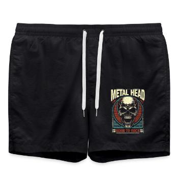 Retro Skull Design Bold Metalhead Vintage - Swim Trunks - black - Front - AI Model Male 185 light (185cm)