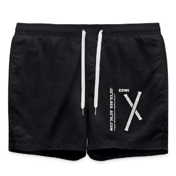 Flugplatz EDWI Design mit Namen und Koordinaten - Badeshorts - Schwarz - Vorne - AI Model Male 185 light (185cm)