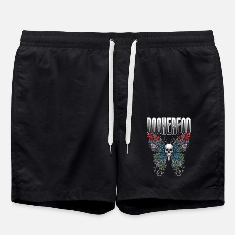 Lebendige Schädel & Schmetterling Ätherische Flügel - Badeshorts - Schwarz