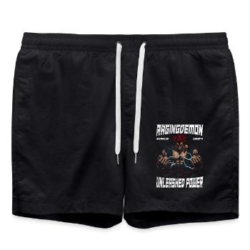 Akuma Fierce Warrior Bold Power & Fury Fanart - Badeshorts - Schwarz - Vorne - AI Model Male 185 light (185cm)