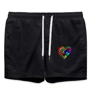 Heart rainbow colors colorful - Swim Trunks - black - Front - AI Model Male 185 light (185cm)