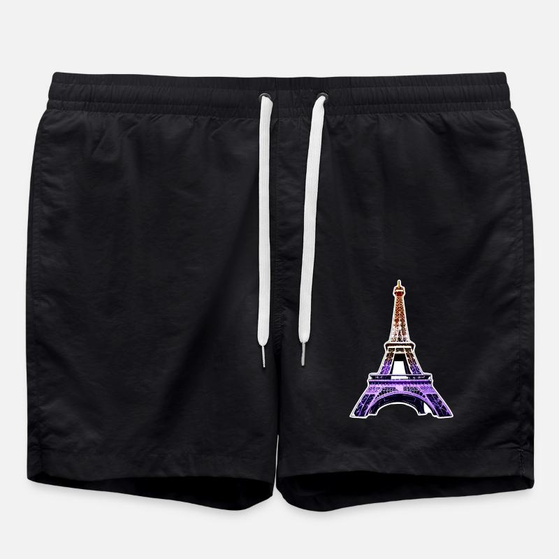 Eiffelturm #10 - Badeshorts - Schwarz