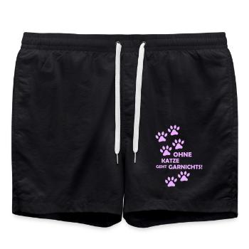 Nothing works without a cat - Swim Trunks - black - Front - AI Model Male 185 light (185cm)