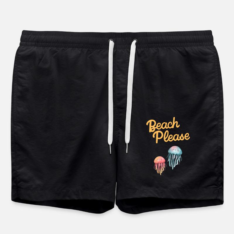 beach please jellyfish - Swim Trunks - black