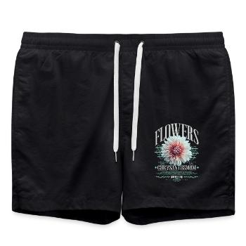 Chrysanthemum Chrysanthemums - Swim Trunks - black - Front - AI Model Male 185 light (185cm)