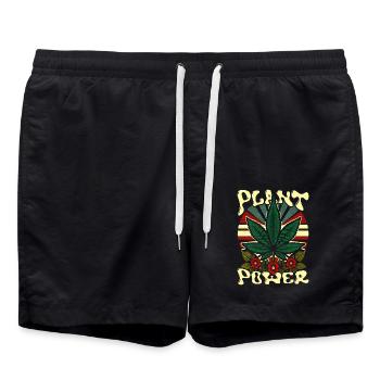 Rétro Feuille de Cannabis Design Plante Puissance Déclaration - Short de bain - noir - Devant - AI Model Male 185 light (185cm)