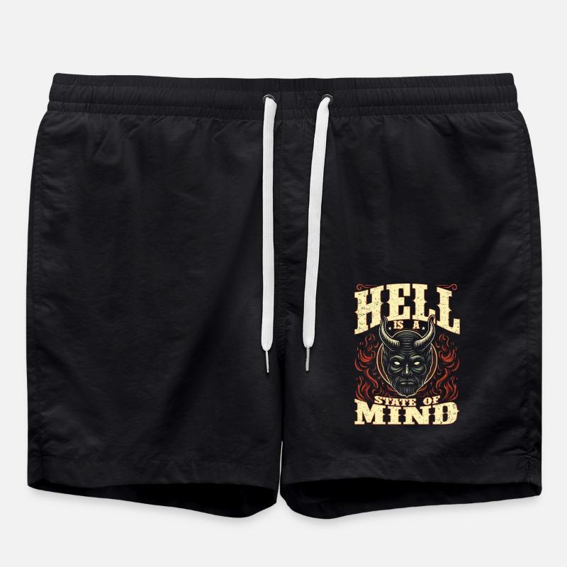 Retro Demon Design Hell is a State of Mind - Short de bain - noir