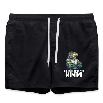 Grüner Leguan Reptilien Ich höre immer Mimimi - Badeshorts - Schwarz - Vorne - AI Model Male 185 light (185cm)