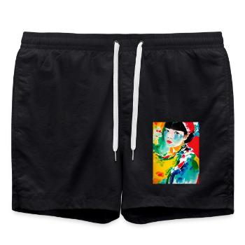 Coloré Art abstrait Femme japonaise Coloré - Short de bain - noir - Devant - AI Model Male 185 light (185cm)