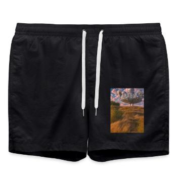 Futuristische Stadt Ballonfahrt Futuristic City - Badeshorts - Schwarz - Vorne - AI Model Male 185 light (185cm)