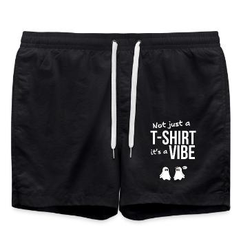 T-shirts with Funny Phrases - Fantasmitas 03 - Swim Trunks - black - Front - AI Model Male 185 light (185cm)