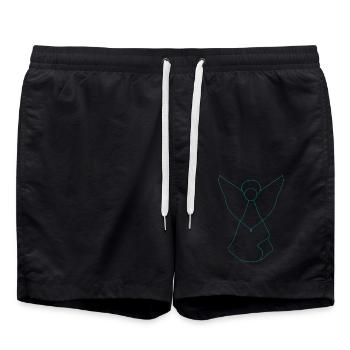 Blaugrün Engel - Badeshorts - Schwarz - Vorne - AI Model Male 185 light (185cm)