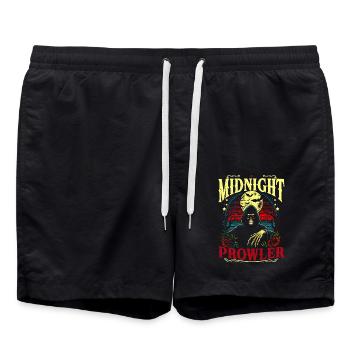 Comic VintageSkull Midnight Prowler im Retro Style - Badeshorts - Schwarz - Vorne - AI Model Male 185 light (185cm)