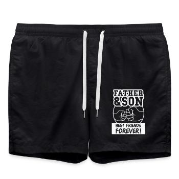 father and son - Swim Trunks - black - Front - AI Model Male 185 light (185cm)