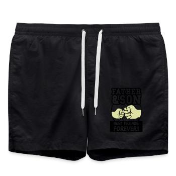 father and son 002 - Swim Trunks - black - Front - AI Model Male 185 light (185cm)