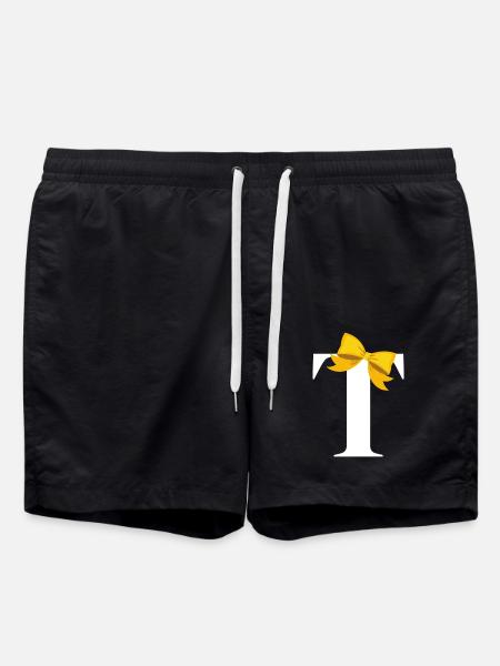 Letter t yellow bow - Swim Trunks - black