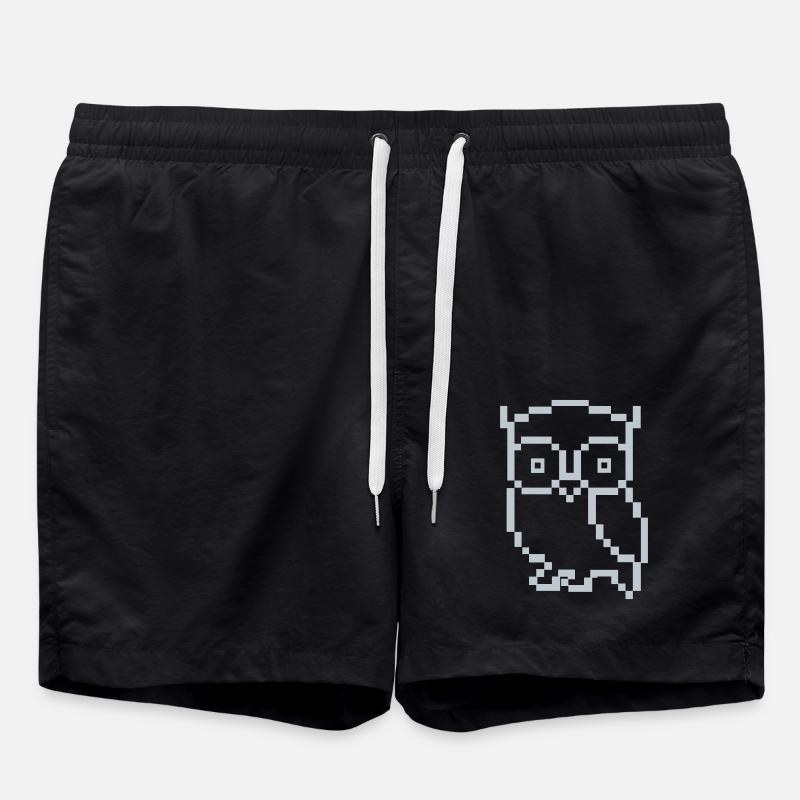 eule pixel - Badeshorts - Schwarz