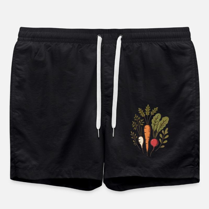 Vegane Wurzeln Karotten-Radieschen-Design - Badeshorts - Schwarz