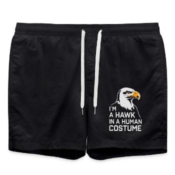 Frei wie ein Falke im Menschenkostüm - Badeshorts - Schwarz - Vorne - AI Model Male 185 light (185cm)