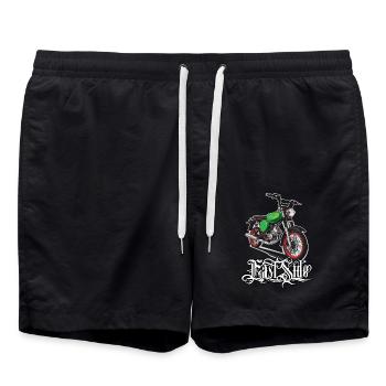 S51 (grün) // Illustration - Badeshorts - Schwarz - Vorne - AI Model Male 185 light (185cm)