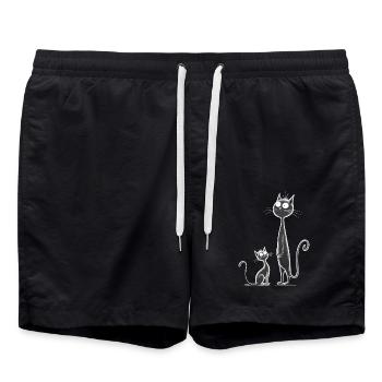 Witzige Katzen im Cartoon-Stil - Badeshorts - Schwarz - Vorne - AI Model Male 185 light (185cm)