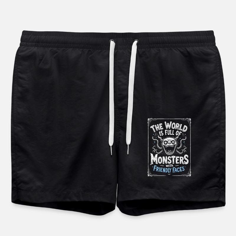 Monster with Friendly Faces - Swim Trunks - black