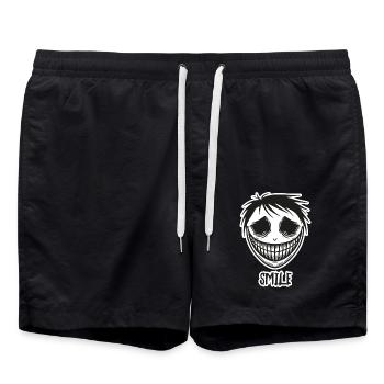 Visage souriant effrayant - Conception de sourire - Short de bain - noir - Devant - AI Model Male 185 light (185cm)