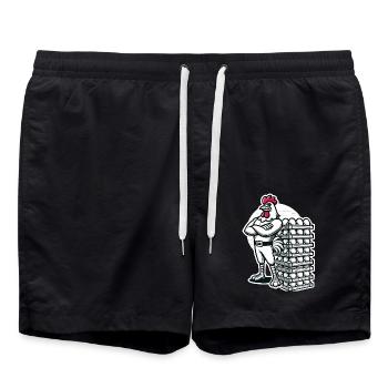 Lustiger lokaler Eierhändler Hühnerdesign - Badeshorts - Schwarz - Vorne - AI Model Male 185 light (185cm)