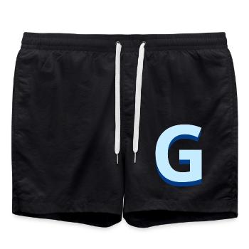 Lettre g bleu pop et moderne - Short de bain - noir - Devant - AI Model Male 185 light (185cm)