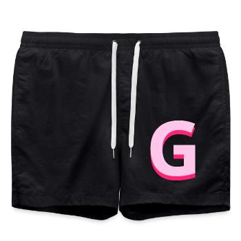 Letter g pink pop and modern - Swim Trunks - black - Front - AI Model Male 185 light (185cm)