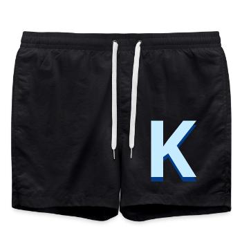 Letter k blue pop and modern - Swim Trunks - black - Front - AI Model Male 185 light (185cm)