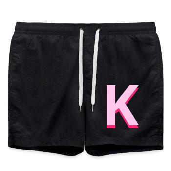 Letter k pink pop and modern - Swim Trunks - black - Front - AI Model Male 185 light (185cm)