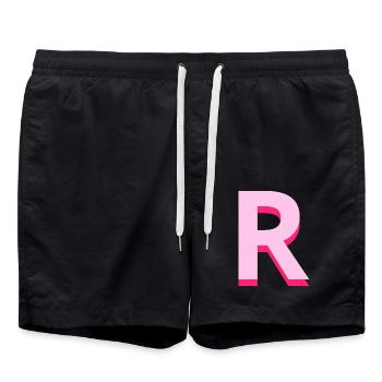 Lettre r rose pop et moderne - Short de bain - noir - Devant - AI Model Male 185 light (185cm)
