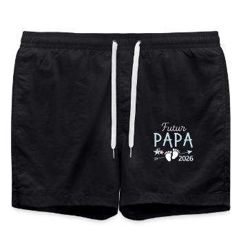 Futur Papa 2026 Cadeau Bientôt Père - Short de bain - noir - Devant - AI Model Male 185 light (185cm)