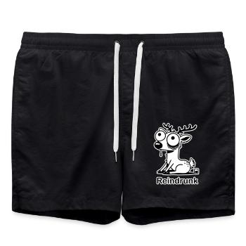 Funny drunk deer - "Reindrunk" Design - Swim Trunks - black - Front - AI Model Male 185 light (185cm)