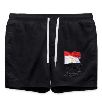 Ägypten Flagge in der Ägypten Landkarte EN - Badeshorts - Schwarz - Vorne - AI Model Male 185 light (185cm)
