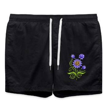Flowers - Swim Trunks - black - Front - AI Model Male 185 light (185cm)