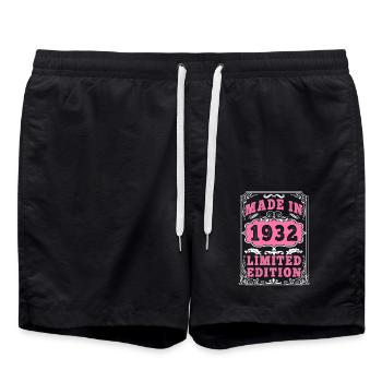 Vintage Born in 1932 made in 1932 93 years old. Art_20 - Swim Trunks - black - Front - AI Model Male 185 light (185cm)