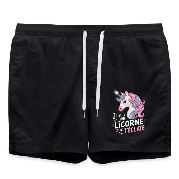 Je suis une licorne et je t'éclate - Short de bain - noir - Devant - AI Model Male 185 light (185cm)