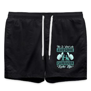 This Is What An Awesome Caregiver Carer Caregiving - Swim Trunks - black - Front - AI Model Male 185 light (185cm)