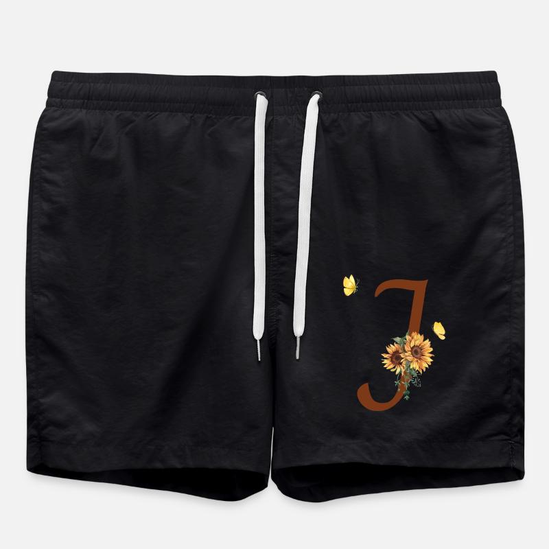 Lettre j tournesol papillon - Short de bain - noir