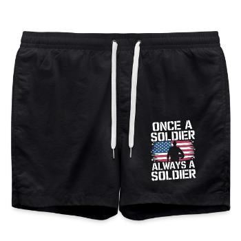Soldat militaire vétéran - Short de bain - noir - Devant - AI Model Male 185 light (185cm)