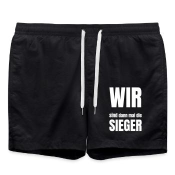 WE are the winner - Swim Trunks - black - Front - AI Model Male 185 light (185cm)