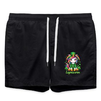 Lepricorn St. Patrick's Day Magisches Einhorn Charm - Badeshorts - Schwarz - Vorne - AI Model Male 185 light (185cm)