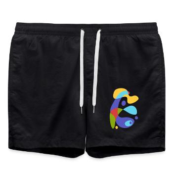 vintage abstract creature - Swim Trunks - black - Front - AI Model Male 185 light (185cm)
