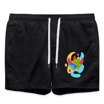 Abstrakte tropische Sommerflora - Badeshorts - Schwarz - Vorne - AI Model Male 185 light (185cm)