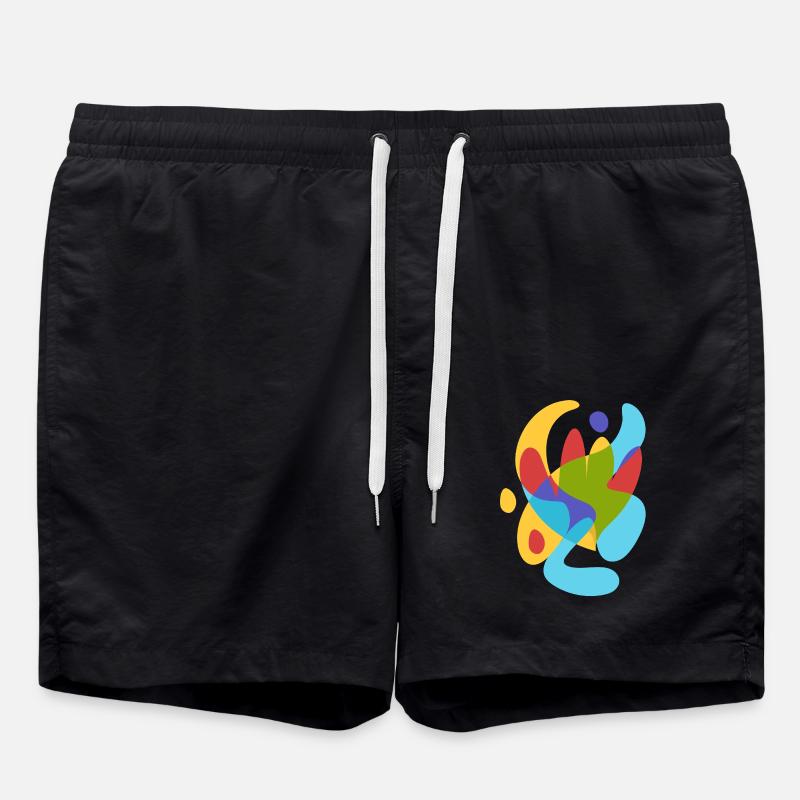 abstract summer tropical flora - Swim Trunks - black